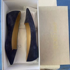 NWOT Jimmy Choo Attila Osue Navy Suede Flats
